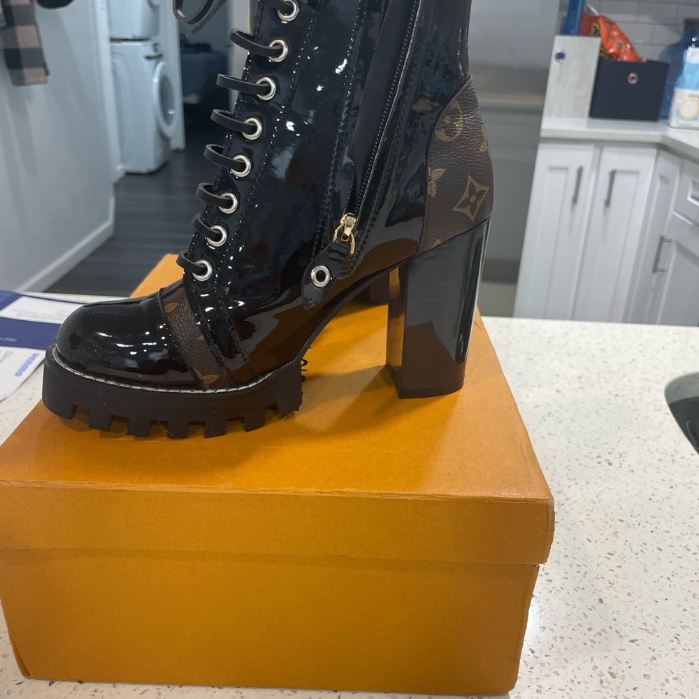 Louis Vuitton Black Heeled Combat Boots